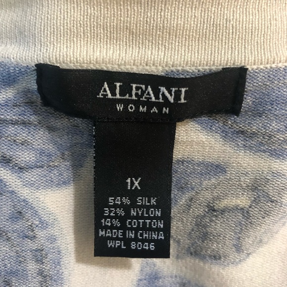 Alfani floral cardigan sweater 1X plus size Black white blue - Picture 8 of 9